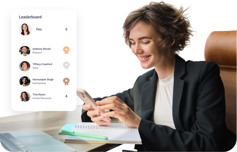 Vantage Circle recognition platform showing a leaderboard and continuous peer recognition feed